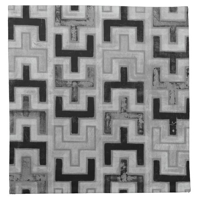 African Mudcloth Textile with Geometric Patterns Napkin (Front)