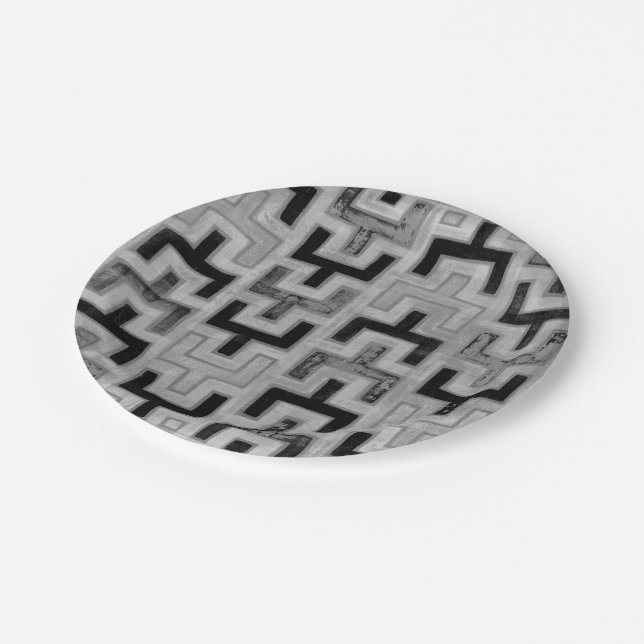 African Mudcloth Textile with Geometric Patterns Paper Plates (Angled)
