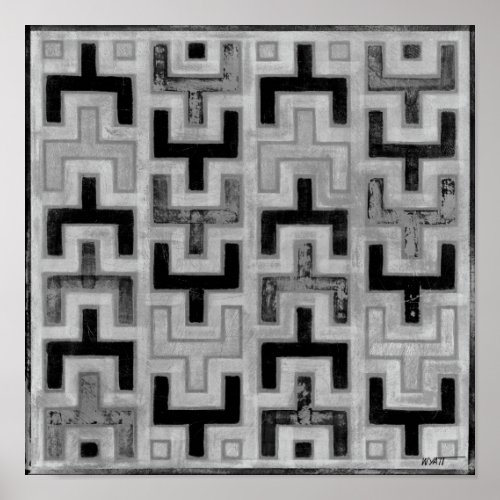 African Mudcloth Textile with Geometric Patterns Poster