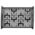 African Mudcloth Textile with Geometric Patterns Serving Tray