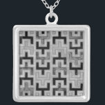 African Mudcloth Textile with Geometric Patterns Silver Plated Necklace<br><div class="desc">This print was made by Norman Wyatt,  Jr. in the style of an African mudcloth. The mudcloth textile originated in Mali and is a sign of cultural identity. Display your love of global culture and geometric patterns by purchasing this print!</div>
