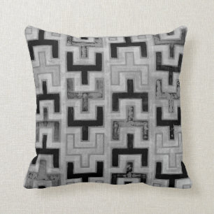 African Mudcloth Textile with Geometric Patterns Throw Pillow