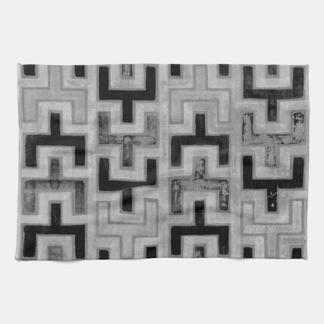 African Mudcloth Textile with Geometric Patterns Towel (Horizontal)
