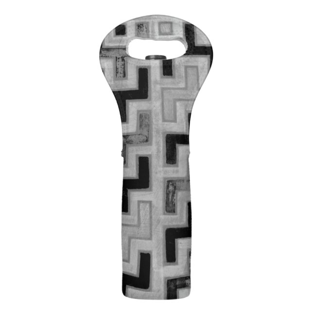 African Mudcloth Textile with Geometric Patterns Wine Bag (Back)
