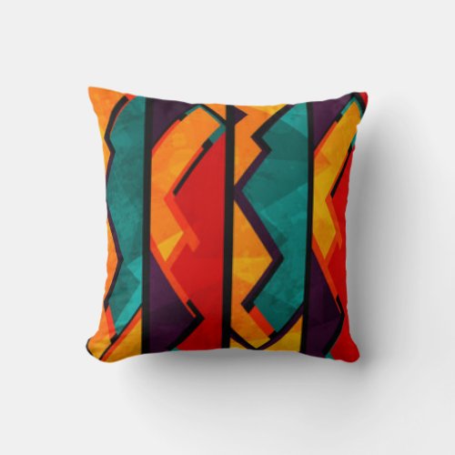 African Multi Colored Pattern Print Design Throw Pillow