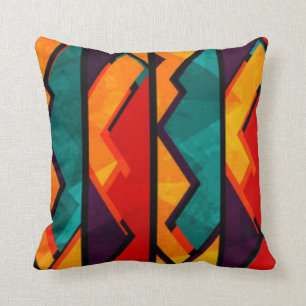 African Multi Colored Pattern Print Design Throw Pillow