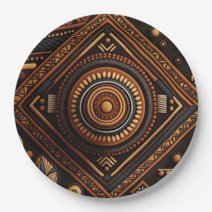 African native traditional pattern. Ethnic Africa Paper Plates