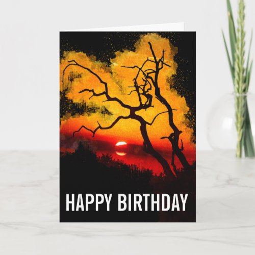 African Nightsky Sunset Birthday Card