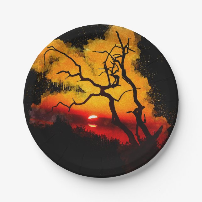 African Nightsky Sunset  Paper Plates (Front)