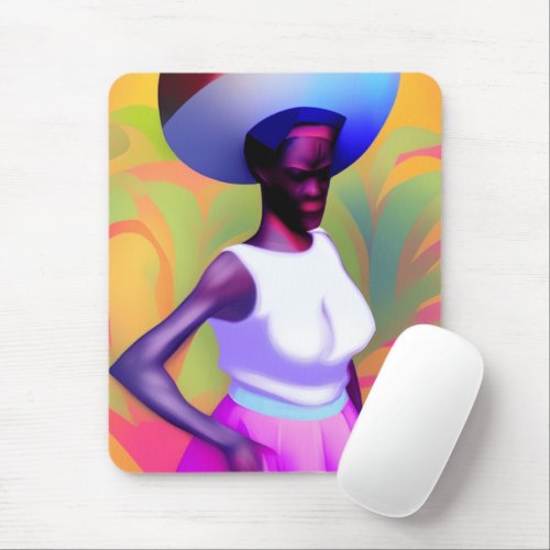 African Old Woman Carrying Vase On Her Head Mouse Pad