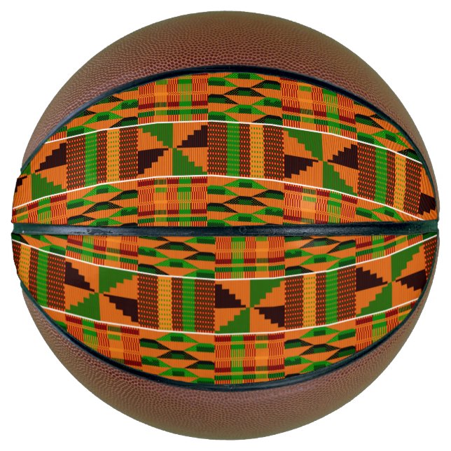 African Orange Classic Kente Basketball (Front)
