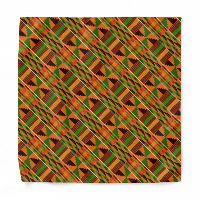 African Orange Classic Kente K47 Ethnic Bandana (Front)