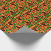 African Orange Classic Kente Wrapping Paper (Corner)