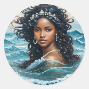 African Orisha Yemaya Water Goddess Art Classic Round Sticker