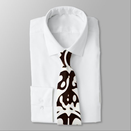 African Ornament Black White Pattern Neck Tie