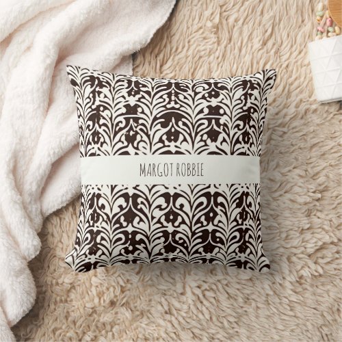 African Ornament Black White Pattern Throw Pillow