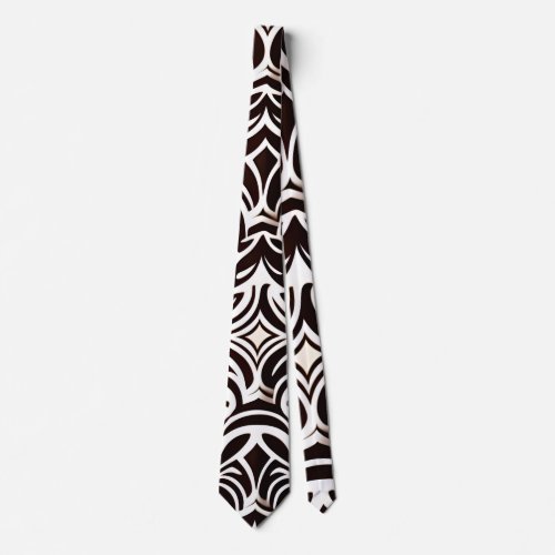 African Ornament Subtle Black White Pattern Neck Tie