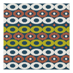 African Oval Shapes: Colorful Seamless. Faux Canvas Print