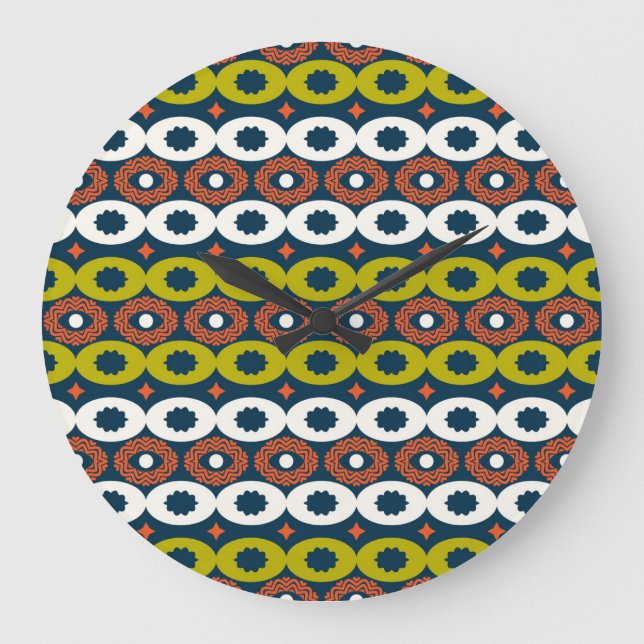 African Oval Shapes: Colorful Seamless. Large Clock (Front)