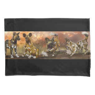 African Painted Puppies Pillow Case