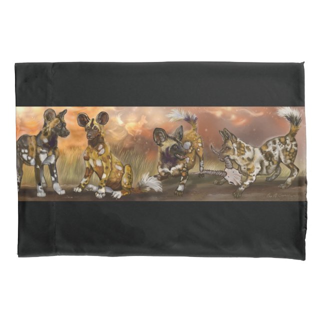 African Painted Puppies Pillow Case (Front)