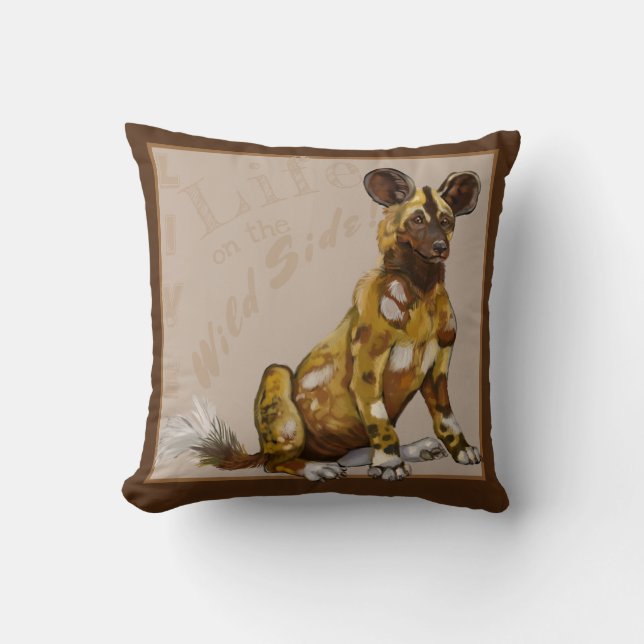 African Painted Puppies Throw Pillow (Front)