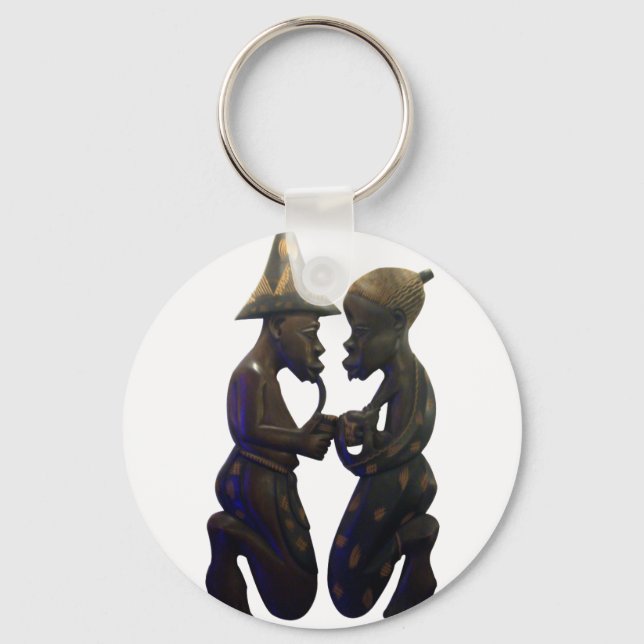 African Paired Hearts: A Lovely Beautiful Moment Keychain (Front)