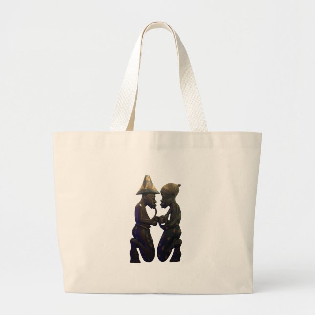 African Paired Hearts: A Lovely Beautiful Moment Large Tote Bag (Front)