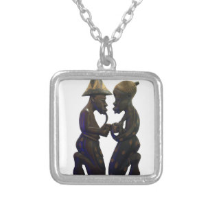 African Paired Hearts: A Lovely Beautiful Moment Silver Plated Necklace