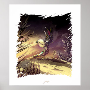 African parrot in the savannah poster