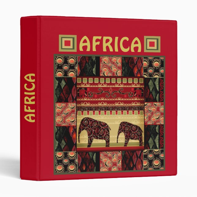African patchwork  3 ring binder (Front/Spine)