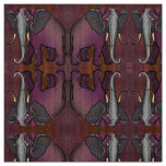 African Patchwork Elephant (Plum, Orange, Gray) Fabric