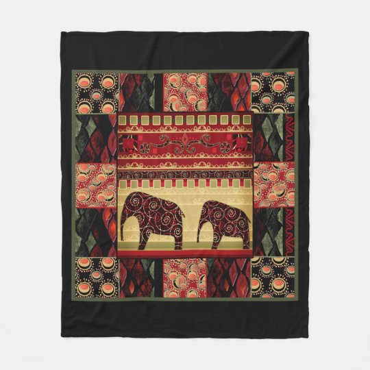 African patchwork fleece blanket