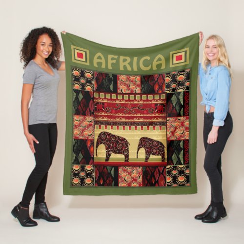 African patchwork fleece blanket