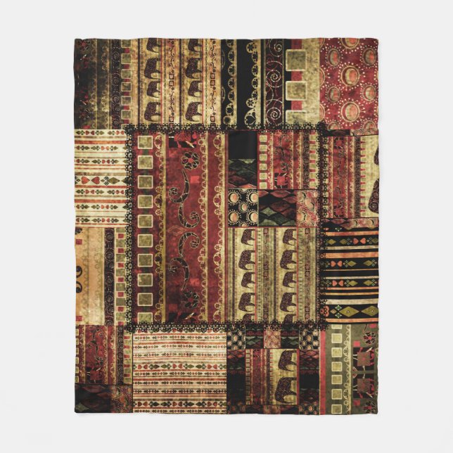 African Patchwork: Grunge Print Background Fleece Blanket (Front)