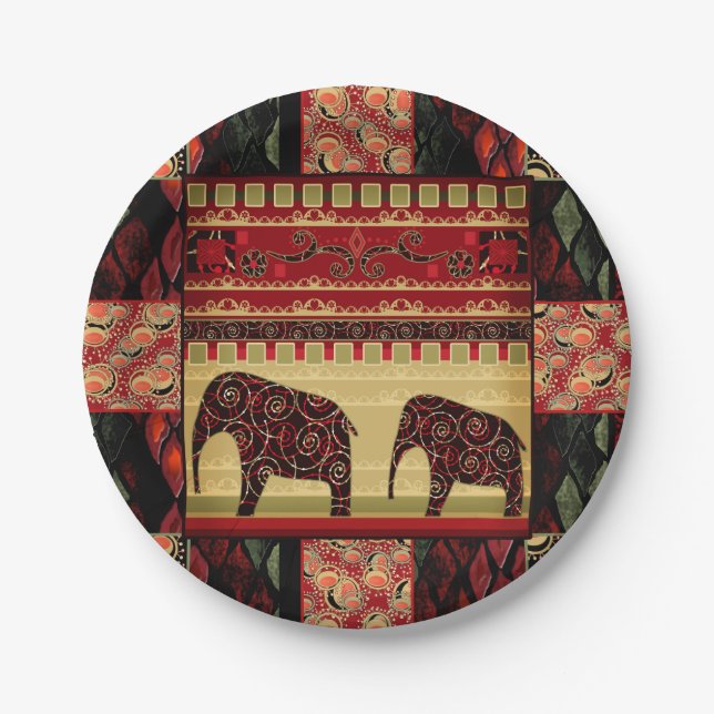 African patchwork paper plates (Front)