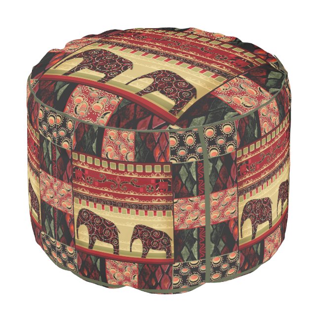African patchwork pouf (Angled Back)