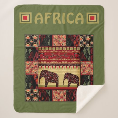 African patchwork  sherpa blanket