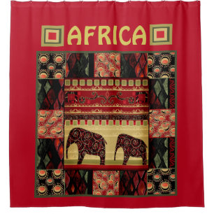 African patchwork shower curtain