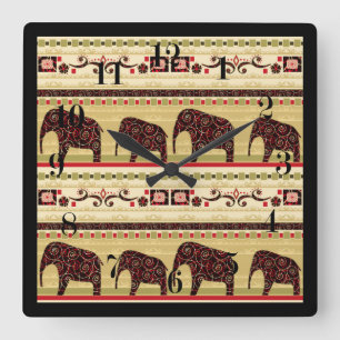 African patchwork square wall clock