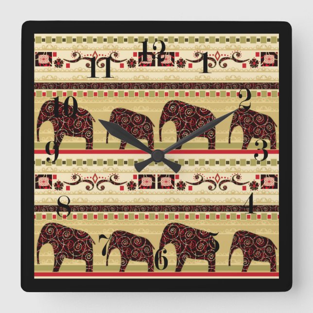 African patchwork square wall clock (Front)