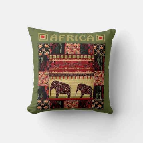 African patchwork  throw pillow