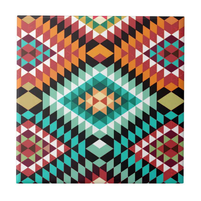 African Pattern Colourful Design Ceramic Tile | Zazzle