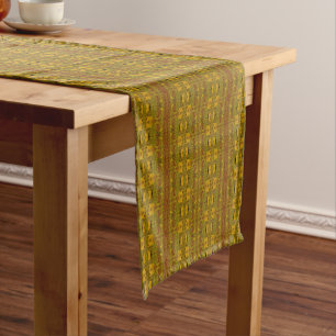 african pattern, geometric, pattern,brown, modern short table runner
