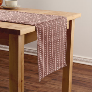 african pattern, geometric, pattern,brown, modern short table runner