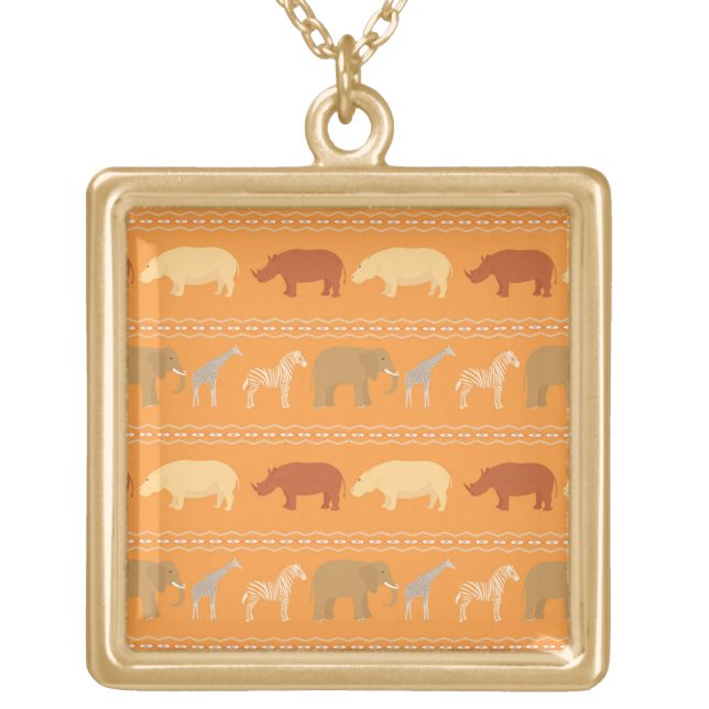 African pattern gold plated necklace (Front)