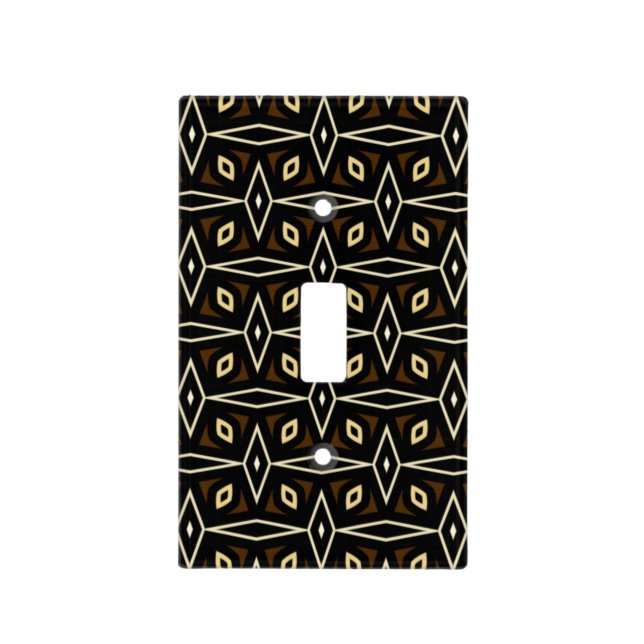 African Pattern In Brown Light Switch Cover (Front)