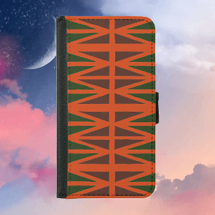 African Pattern in Green, Blue and Vermilion Samsung Galaxy S5 Wallet Case