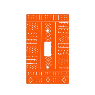 African Pattern In Orange Light Switch Cover