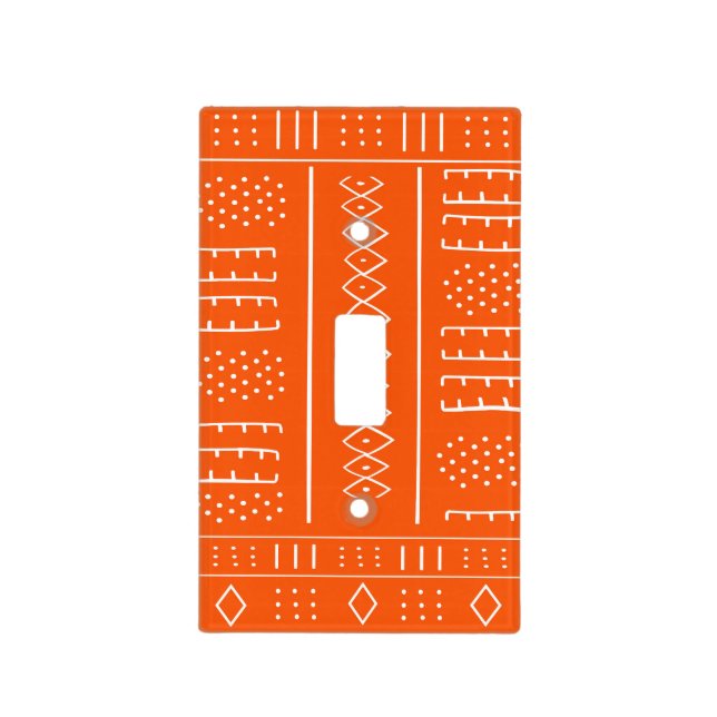 African Pattern In Orange Light Switch Cover (Front)